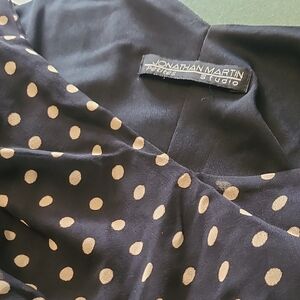 Jonathan Martin Midnight Blue Dress with Beige Dots